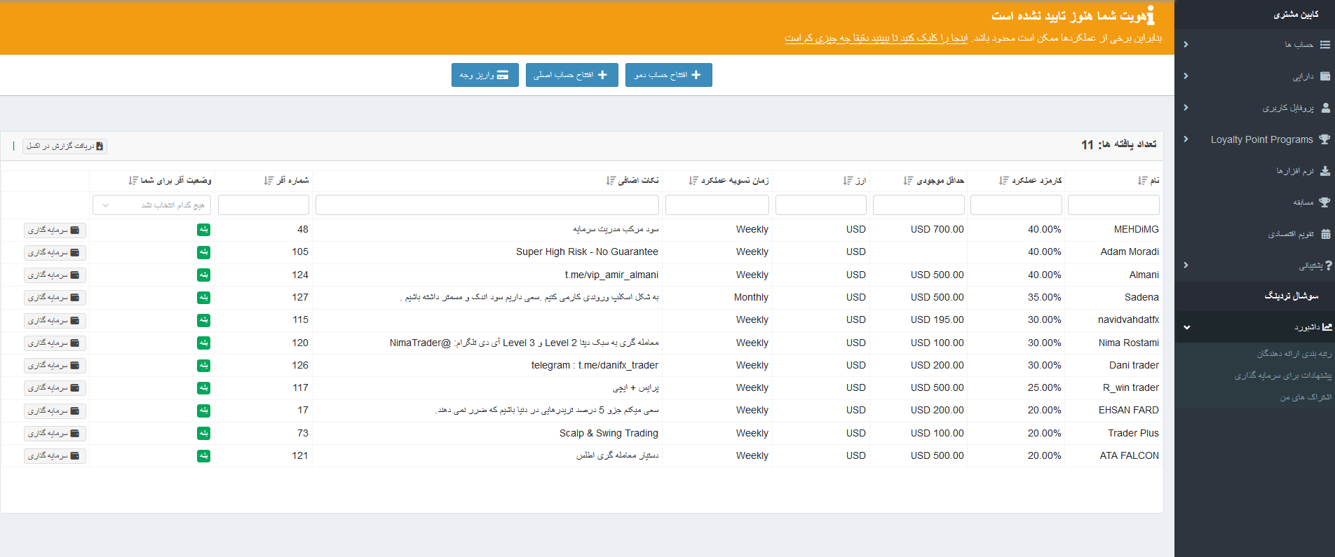 حساب پم بروکر آرون گروپس
