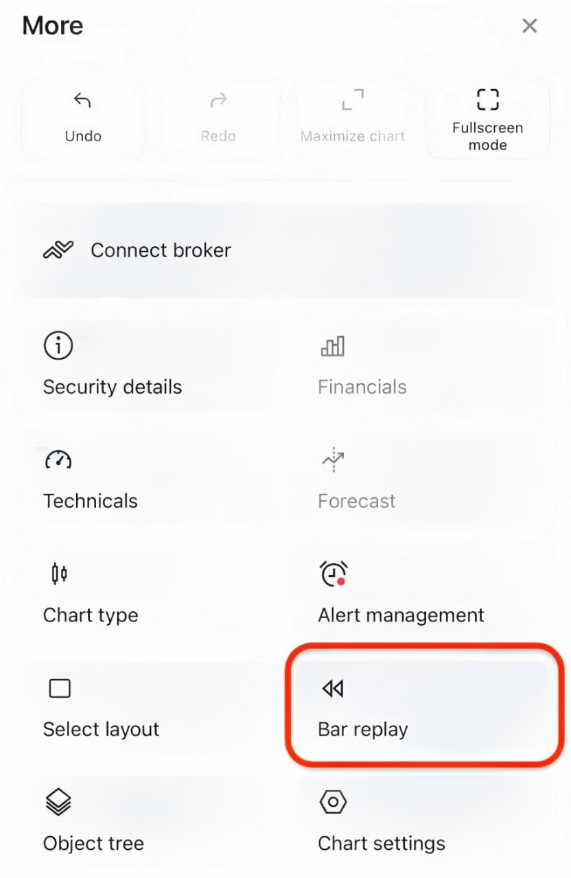 بک تست در تریدینگ ویو موبایل