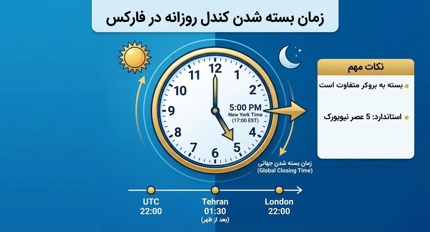 زمان بسته شدن کندل روزانه در فارکس