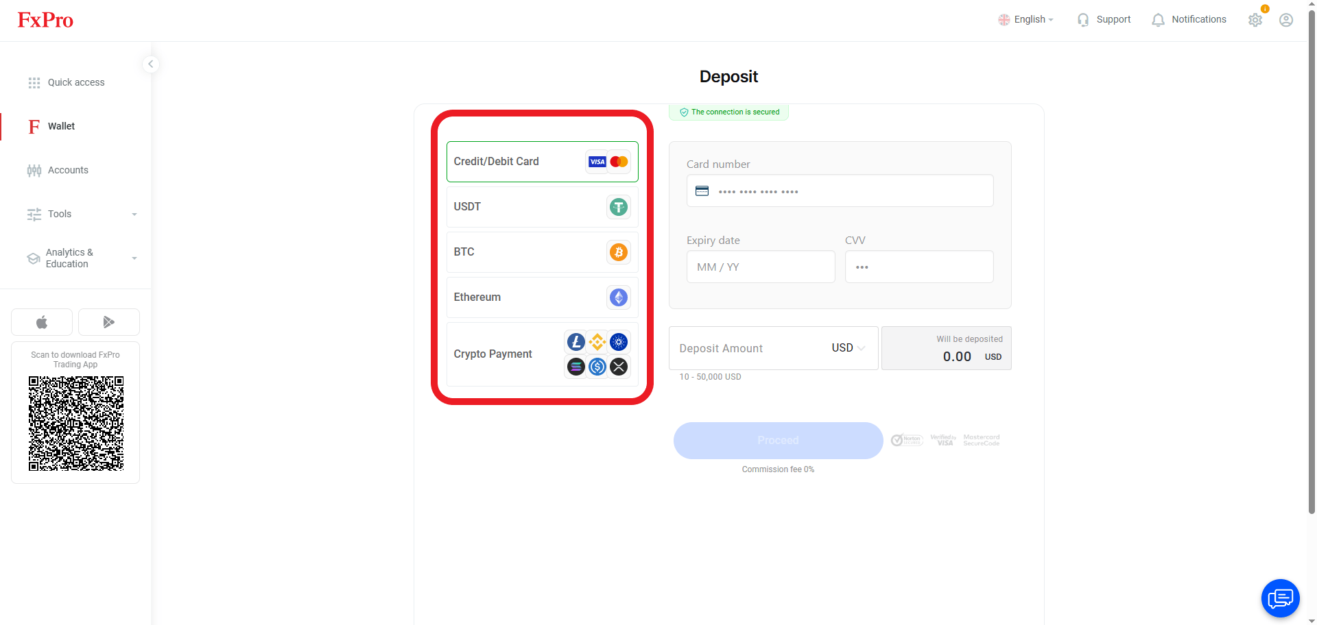 مرحله دوم از واریز در بروکر  FX Pro