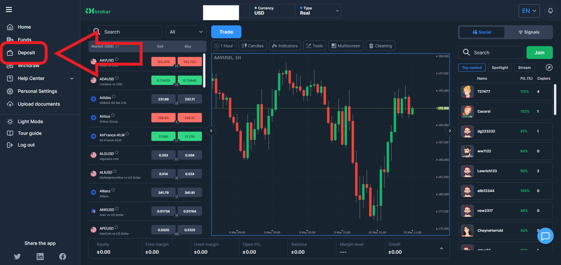 مرحله اول واریز در IX Broker