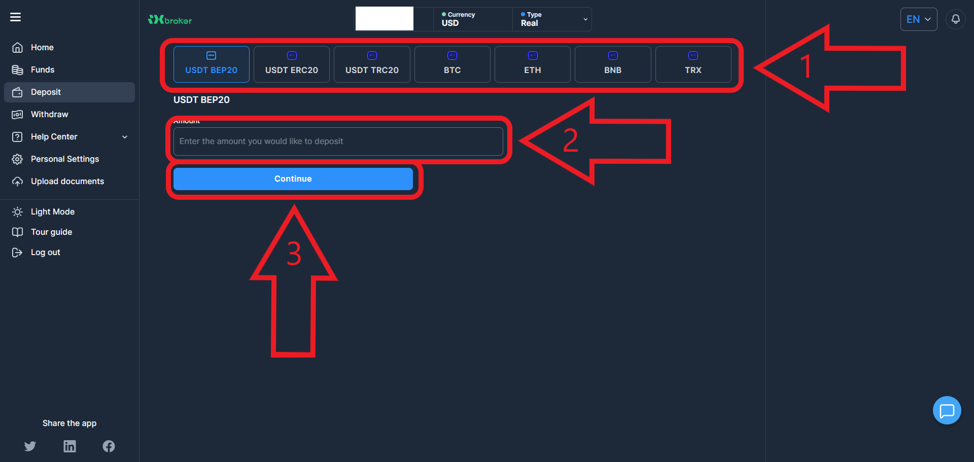 مرحله سوم واریز در IX Broker