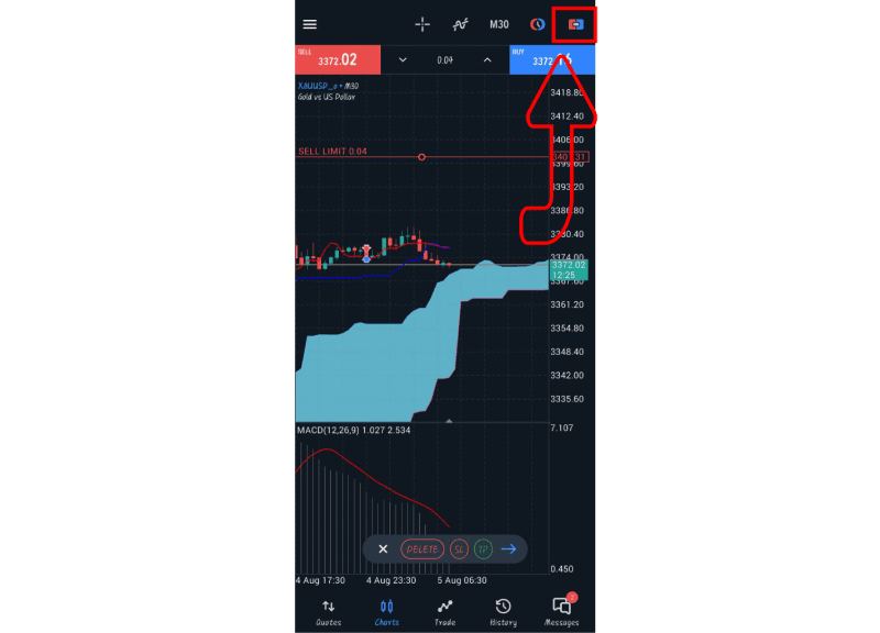 فعال کردن گزینه one click trading در متاتریدر اندروید