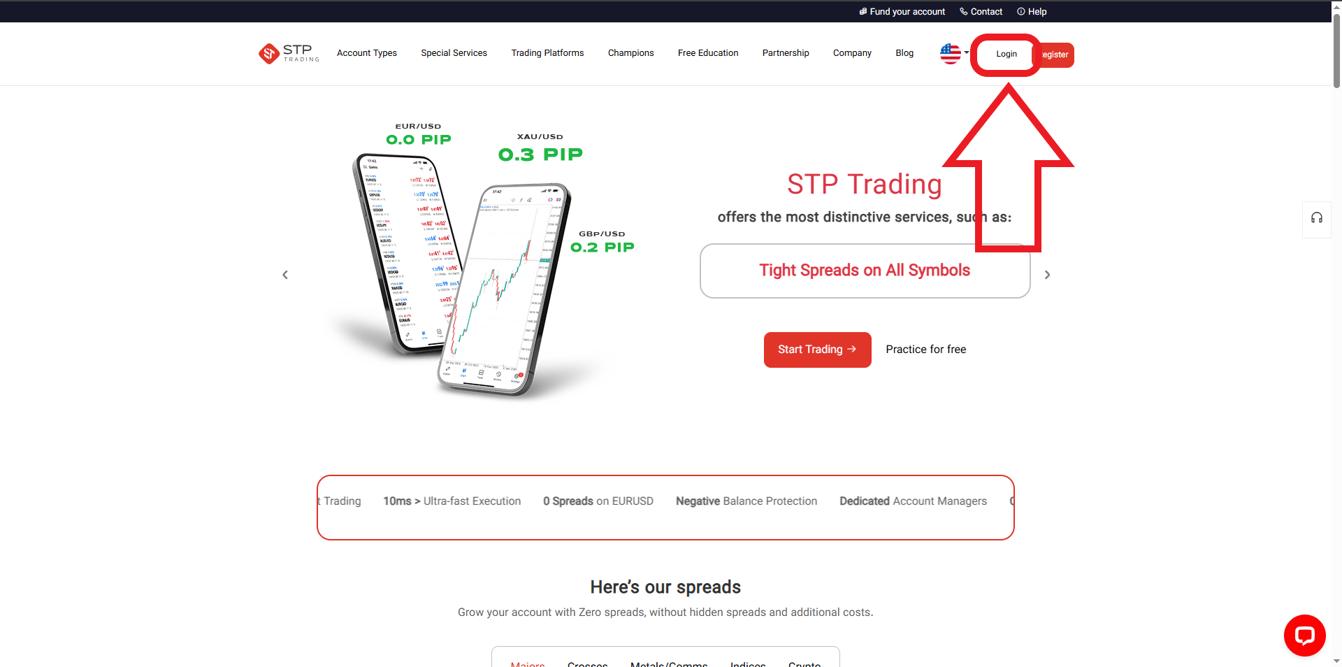 مرحله اول از ورود به حساب کاربری در بروکر STP