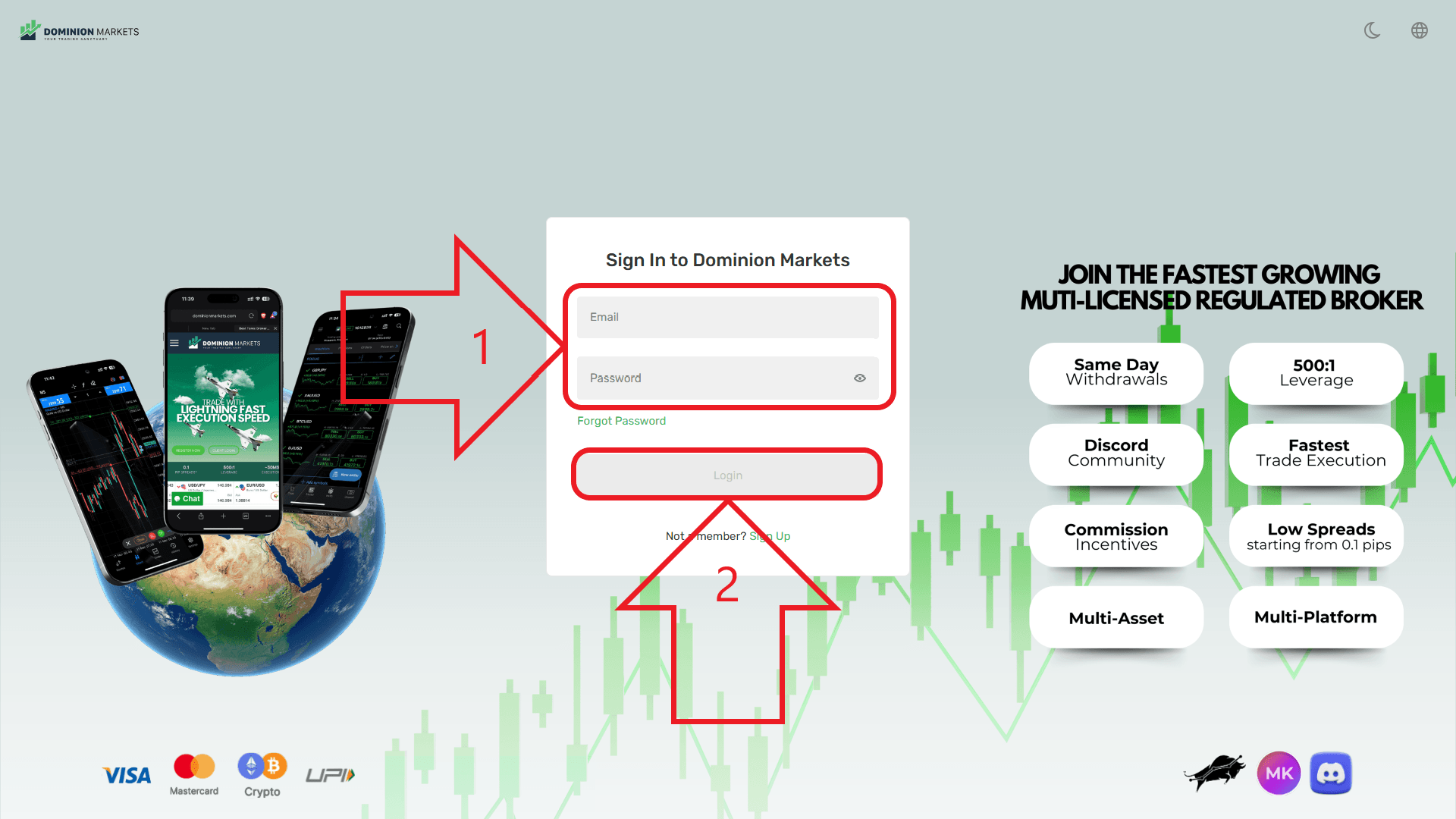 مرحله سوم از ورود به حساب کاربری در بروکر Dominion Markets