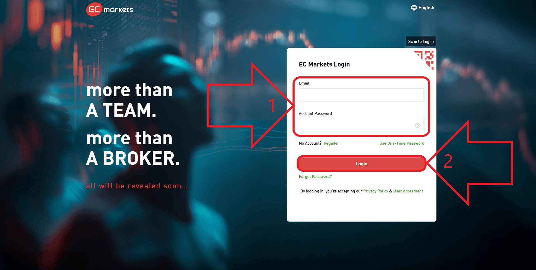 مرحله دوم از ورود به حساب کاربری در بروکر EC Markets