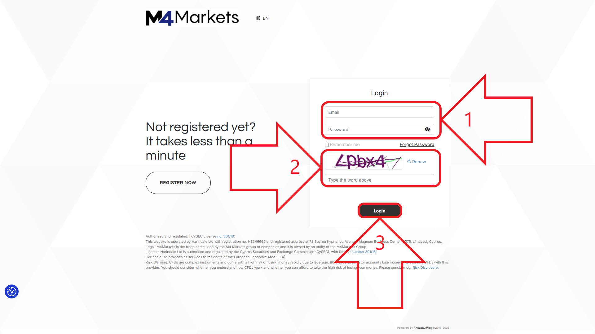 مرحله دوم از ورود به حساب کاربری در بروکر M4 Markets
