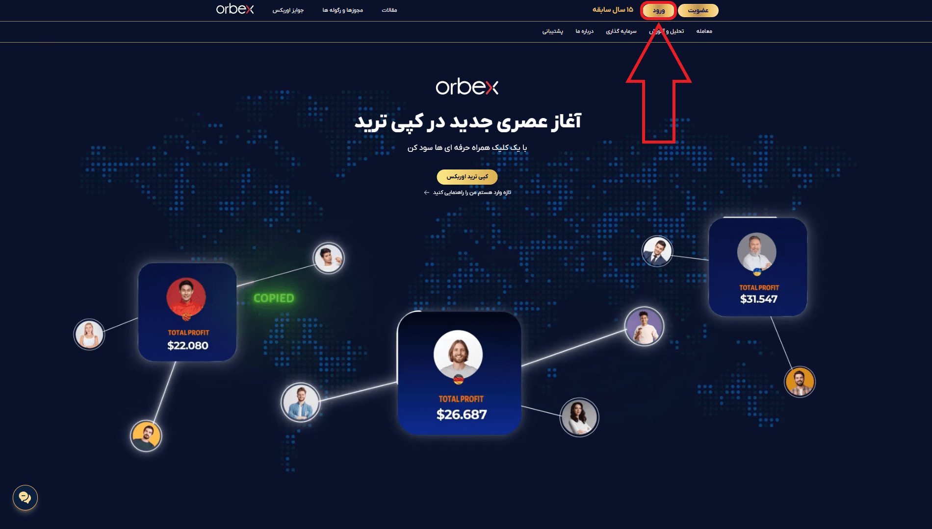 مرحله اول از ورود به حساب کاربری در بروکر اوربکس