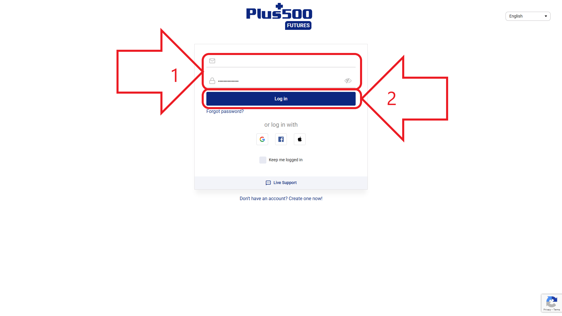 مرحله دوم از ورود به حساب کاربری در بروکر Plus 500