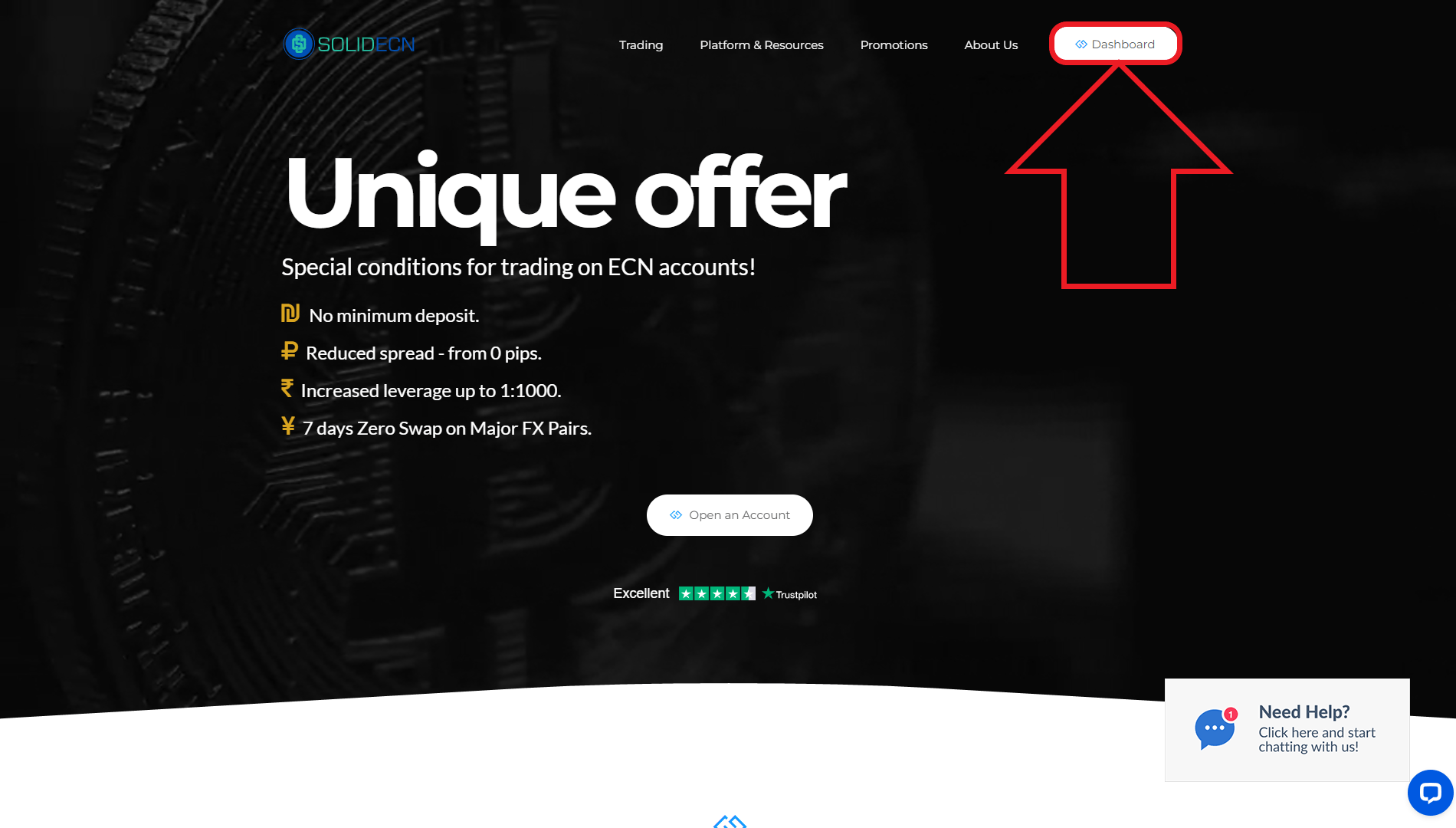 مرحله اول از ورود به حساب کاربری در بروکر Solid ECN
