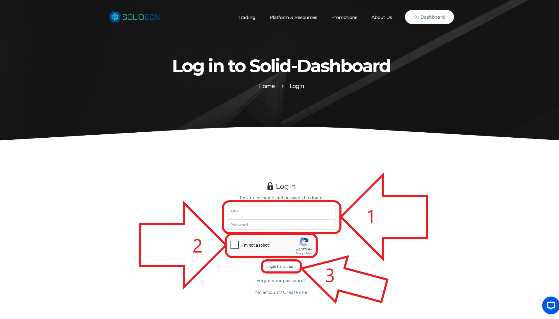 مرحله دوم از ورود به حساب کاربری در بروکر Solid ECN
