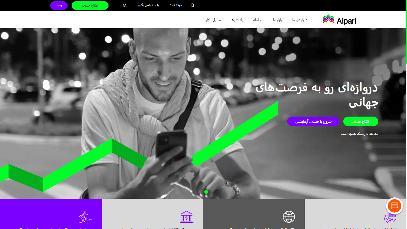 ثبت نام در بروکر آلپاری برای افتتاح حساب دمو
