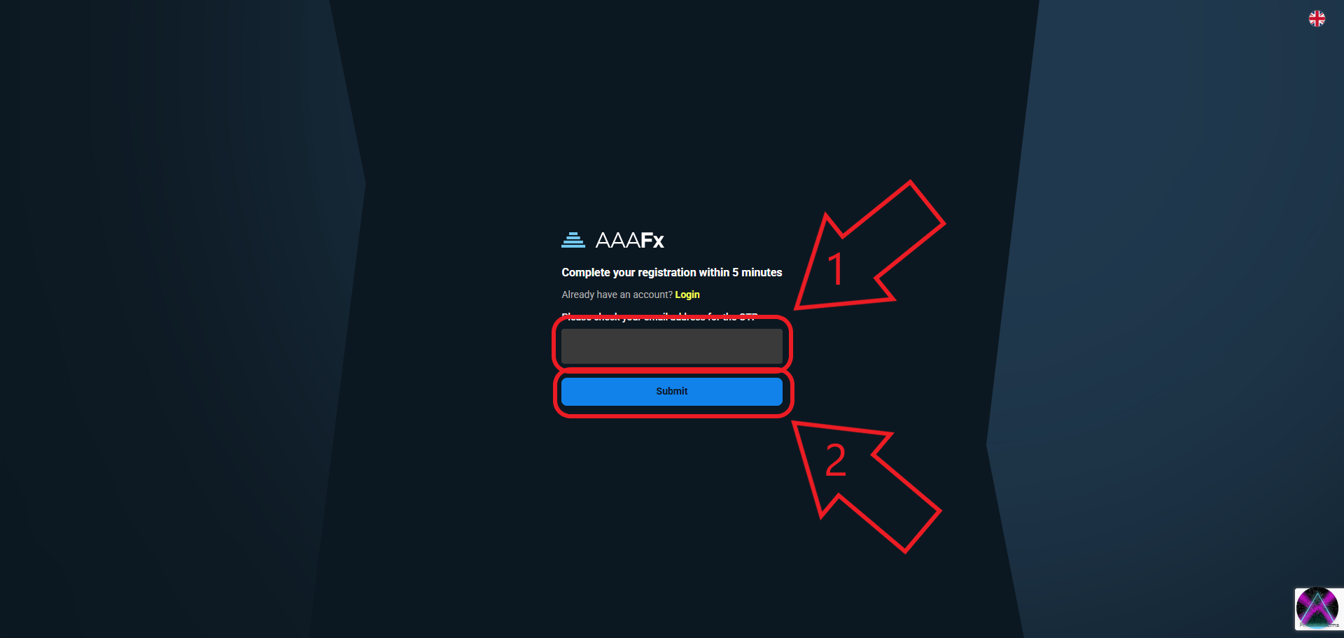 مرحله آخر ثبت نام AAAFX