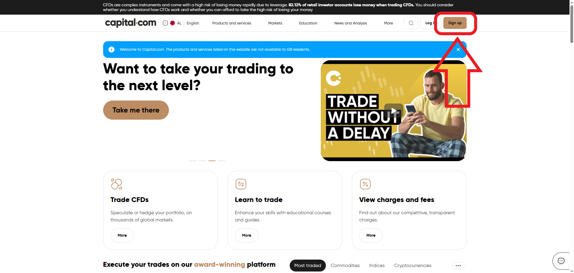 مرحله اول ثبت نام در بروکر Capital.com