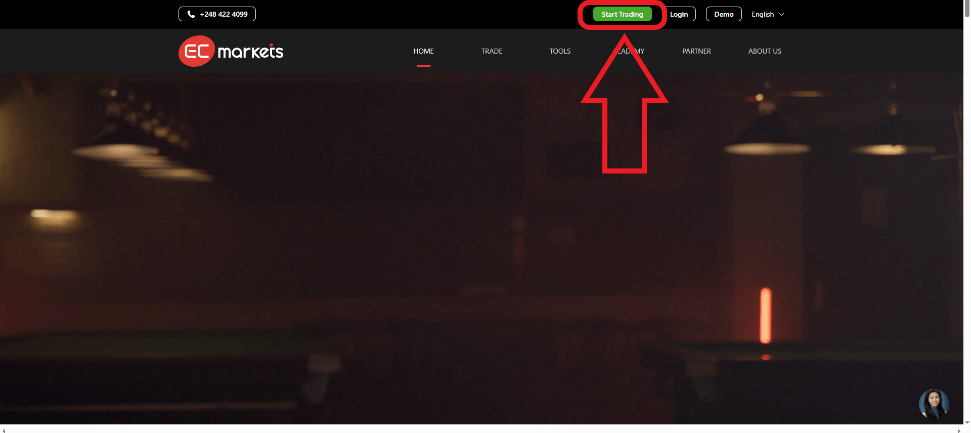 مرحله اول ثبت نام در EC Markets