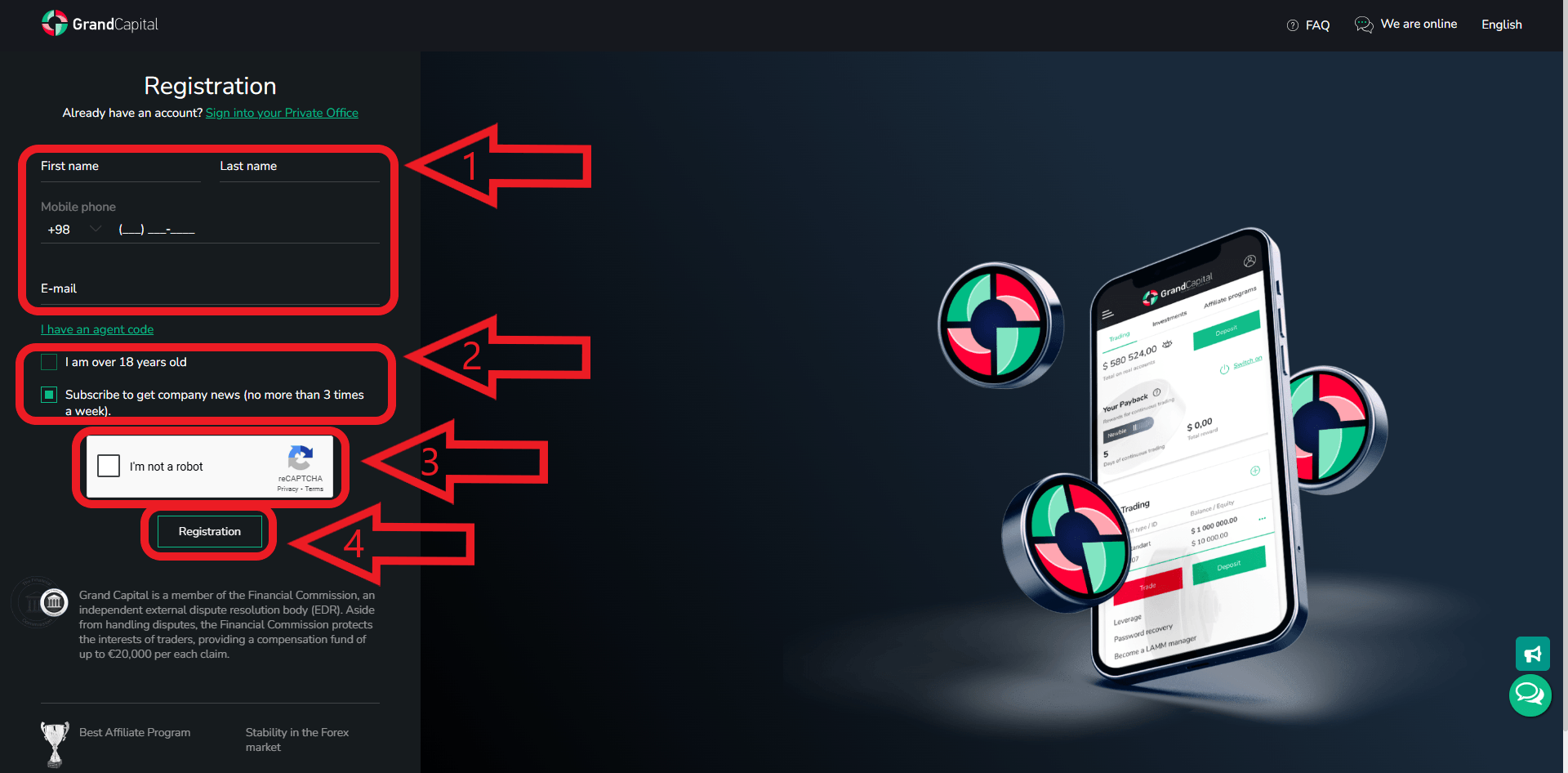 مرحله سوم از ثبت نام در بروکر گرند کپیتال