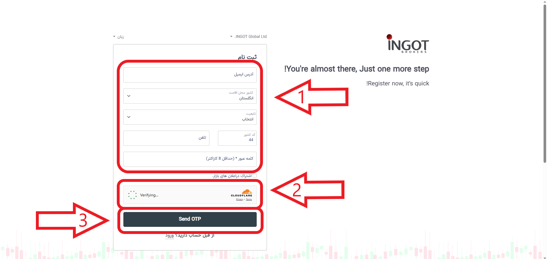 مرحله دوم ثبت نام در بروکر اینگات