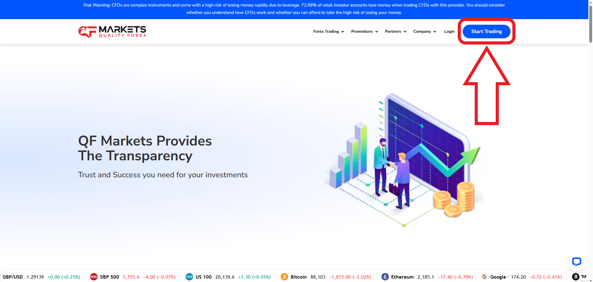 مرحله اول ثبت نام در QF Markets