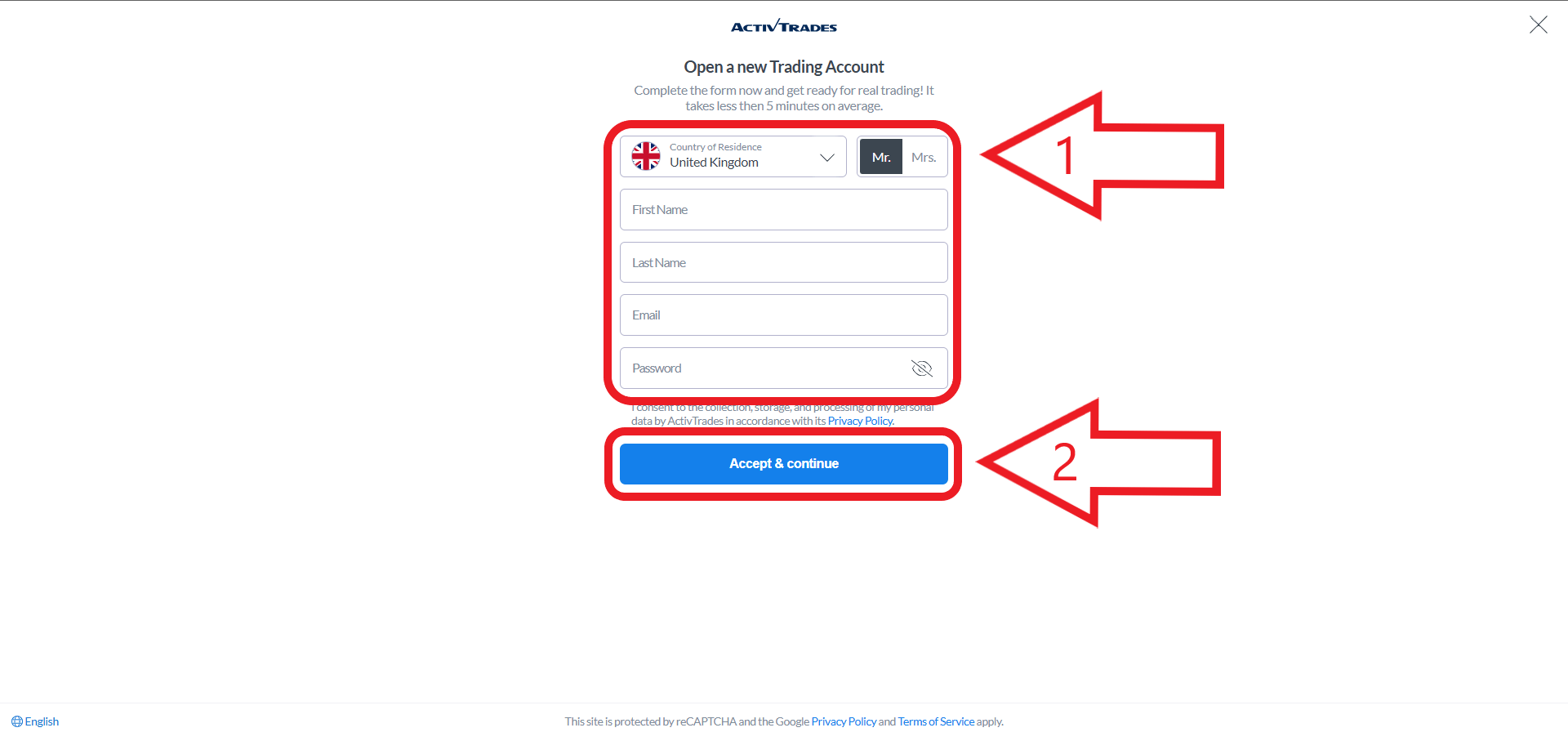 مرحله دوم ثبت نام در بروکر ActivTrades