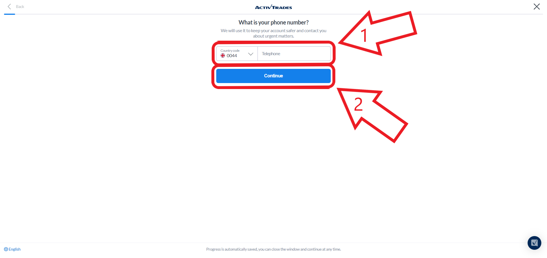 مرحله سوم ثبت نام در بروکر ActivTrades
