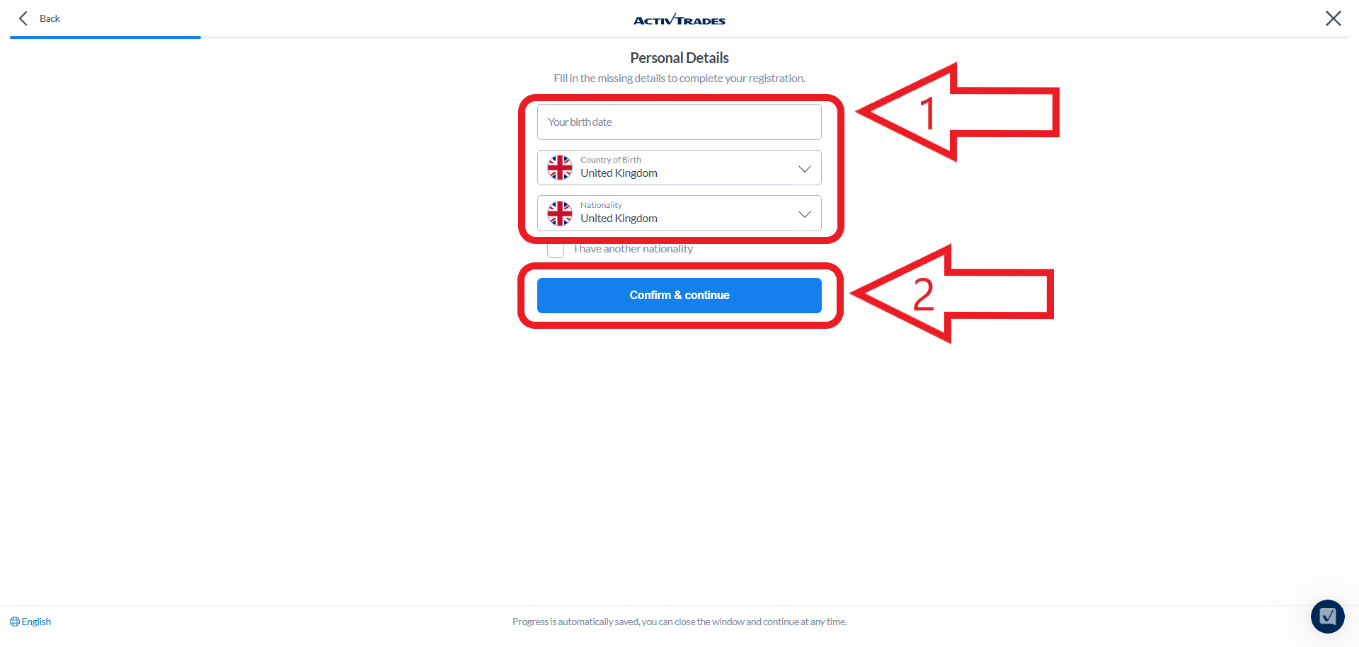 مرحله چهارم ثبت نام در بروکر ActivTrades