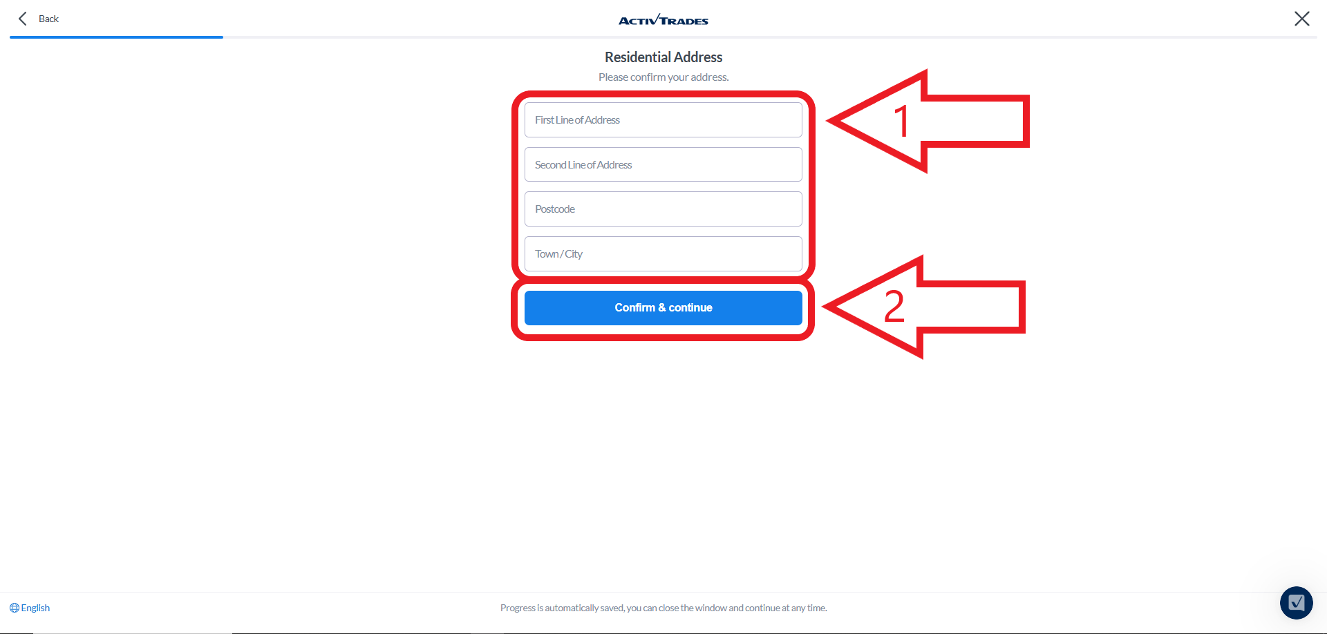مرحله پنجم ثبت نام در بروکر ActivTrades