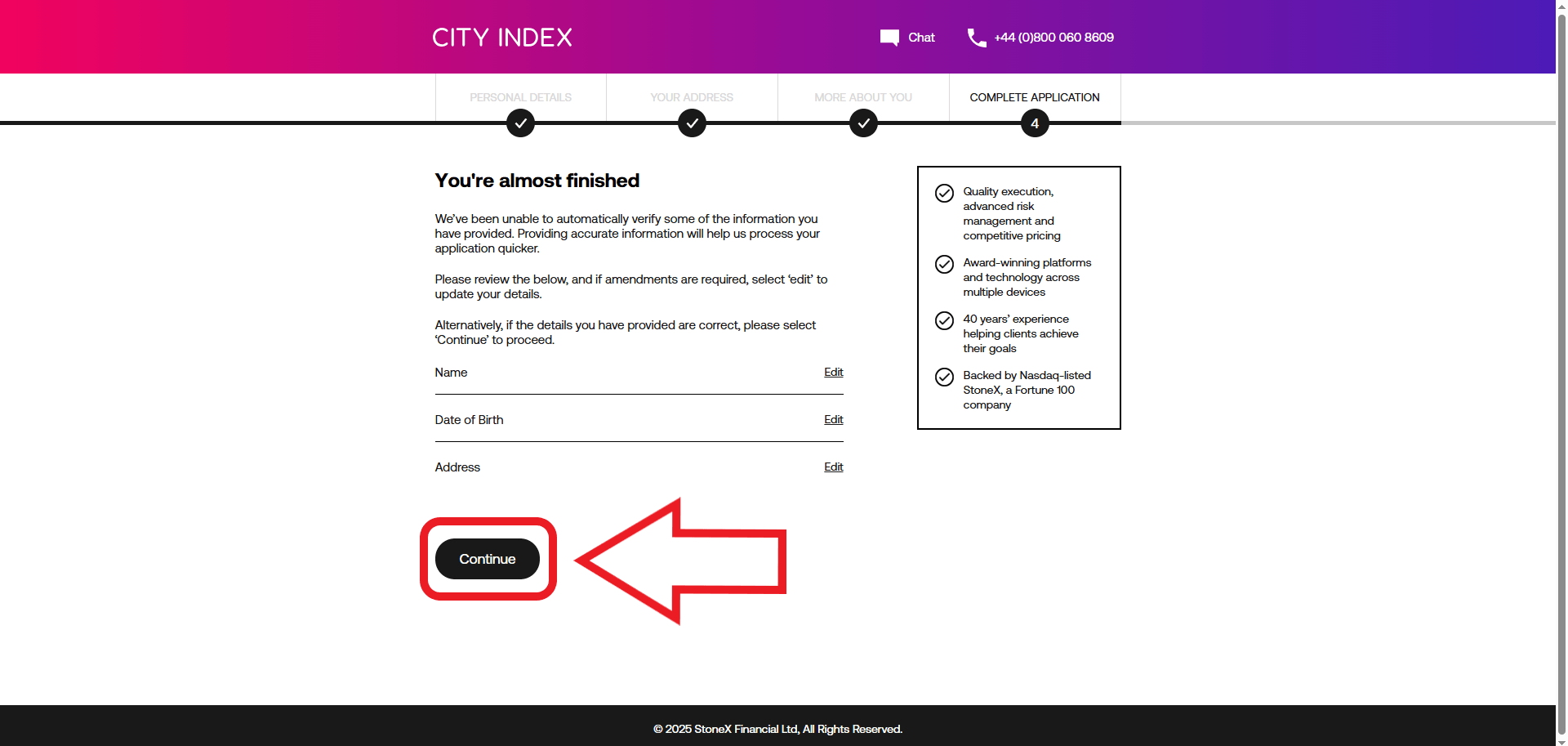مرحله ششم ثبت نام در بروکر City Index