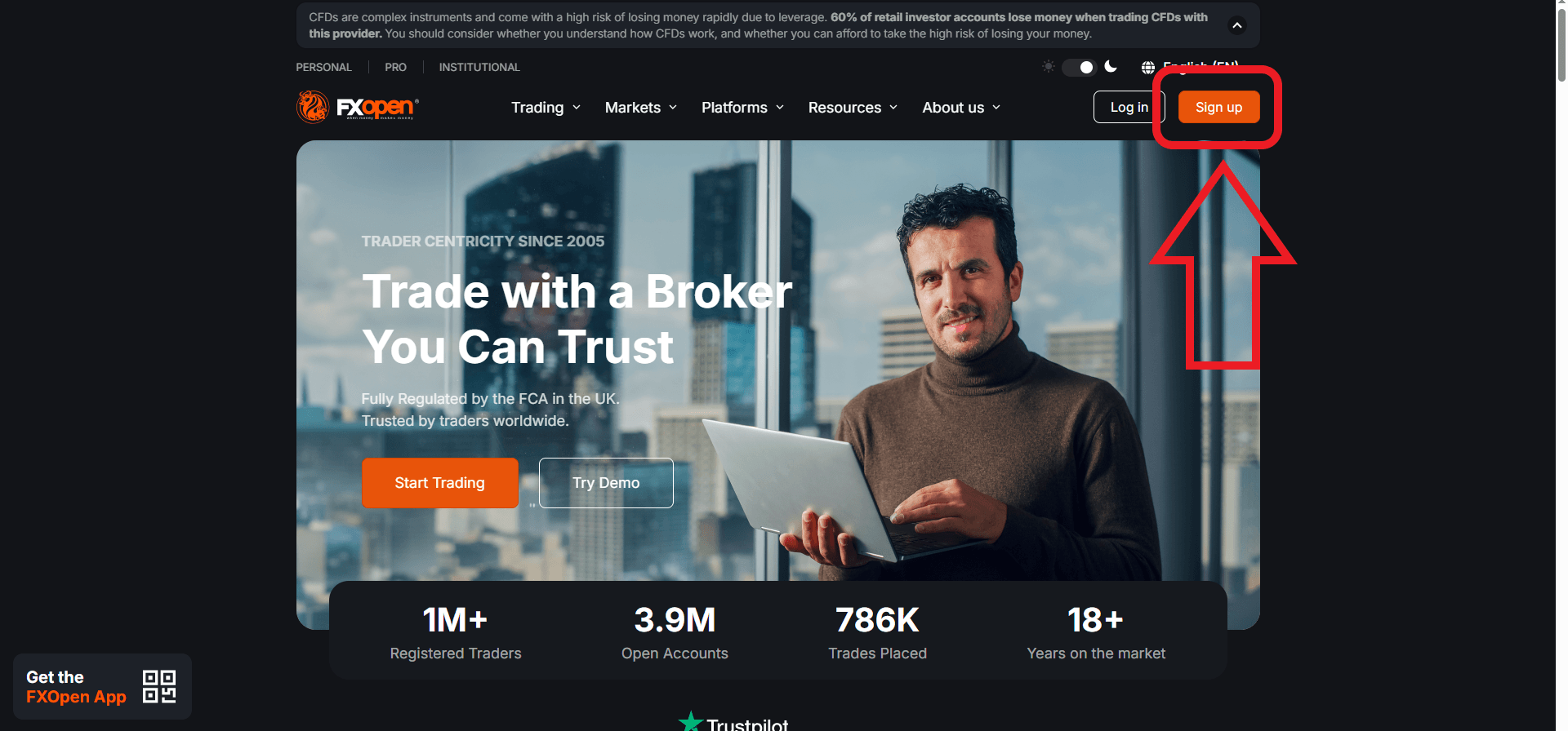 مرحله اول ثبت نام در بروکر FX Open