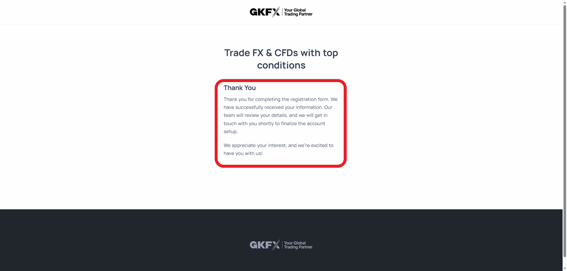 مرحله آخر ثبت نام در بروکر GKFX