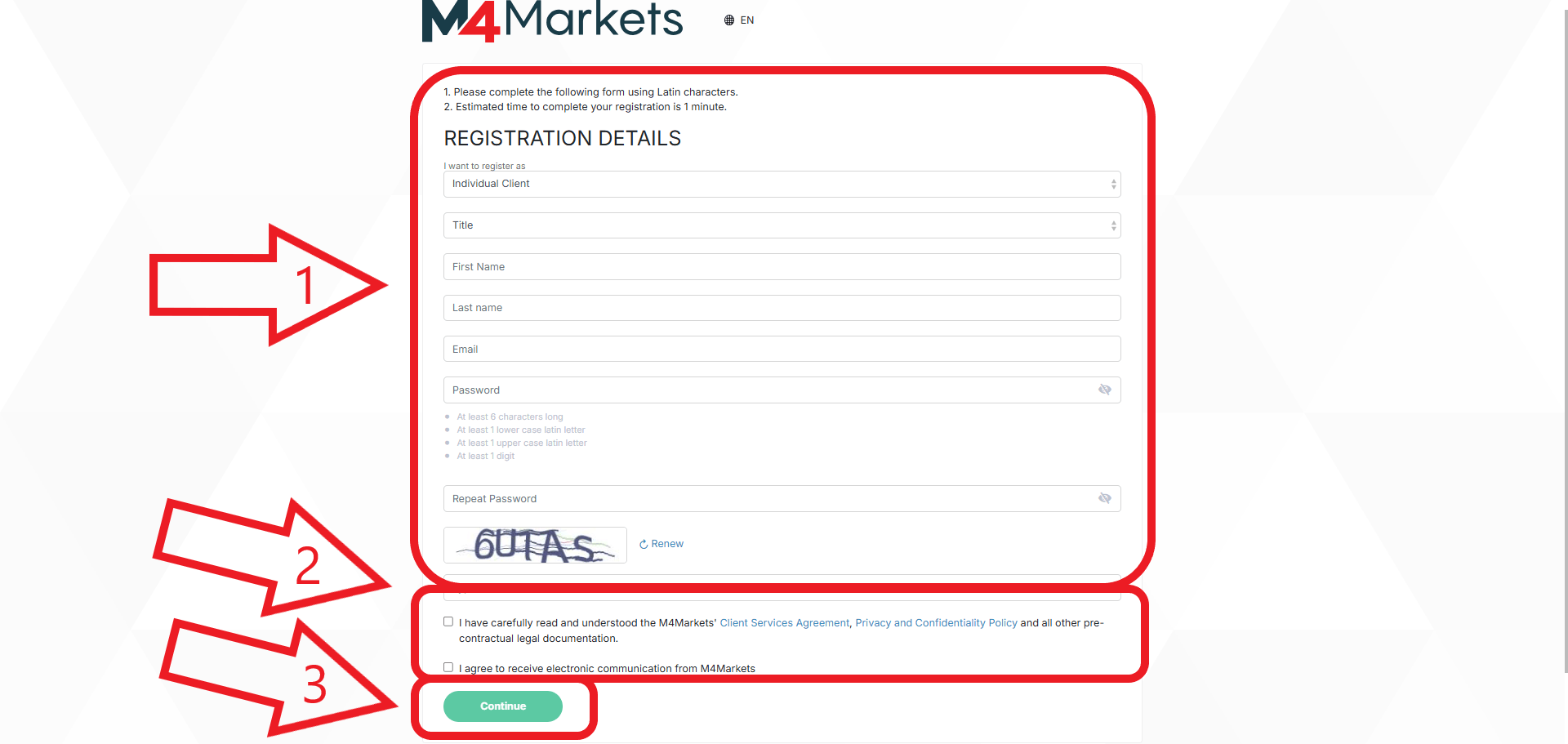 مرحله دوم ثبت نام در بروکر M4Markets