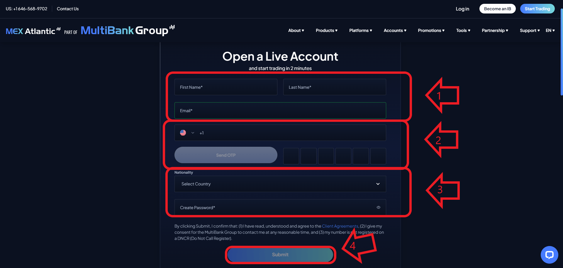 مرحله دوم ثبت نام در multi Bank