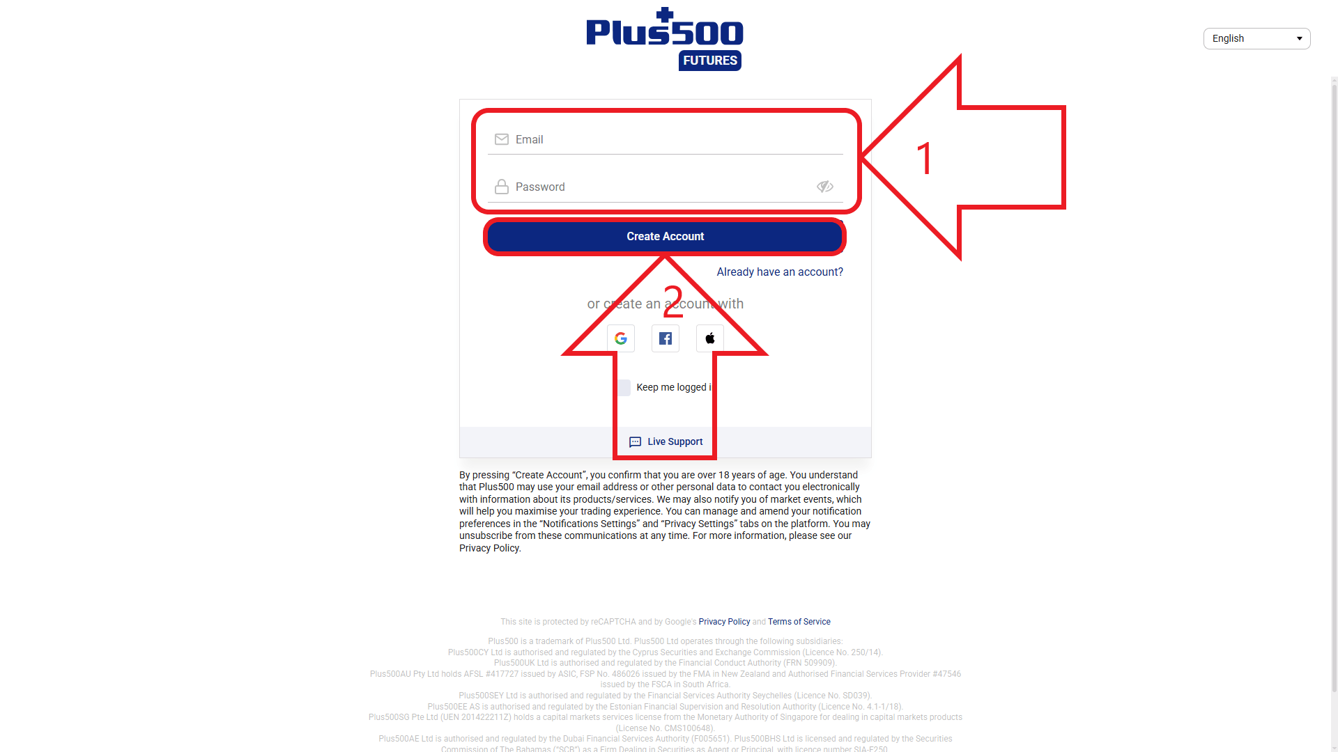 مرحله سوم از ثبت نام در بروکر Plus 500