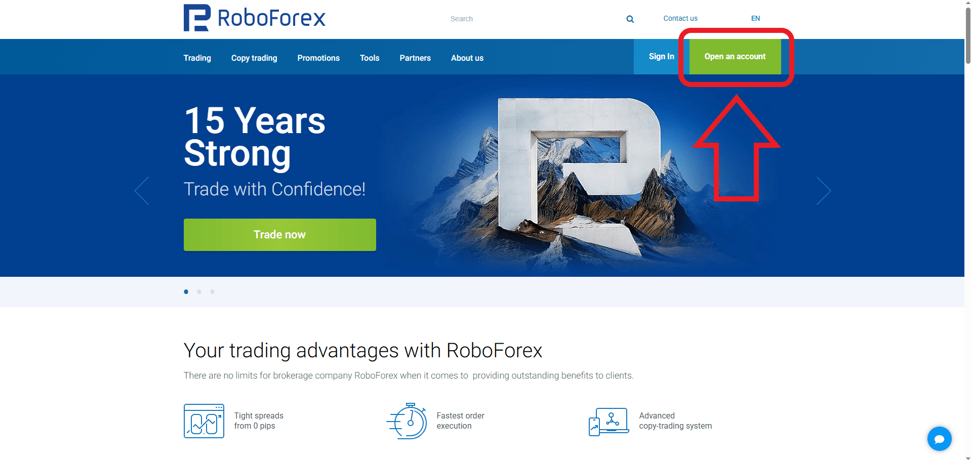 مرحله اول ثبت نام در بروکر RoboForex