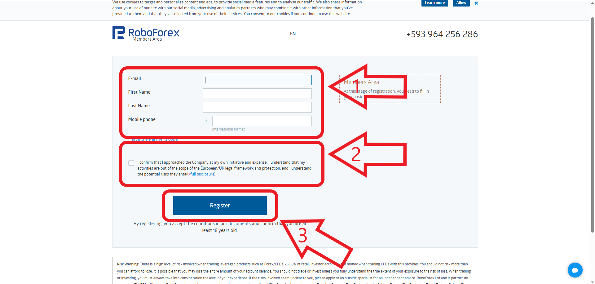 مرحله دوم ثبت نام در بروکر RoboForex