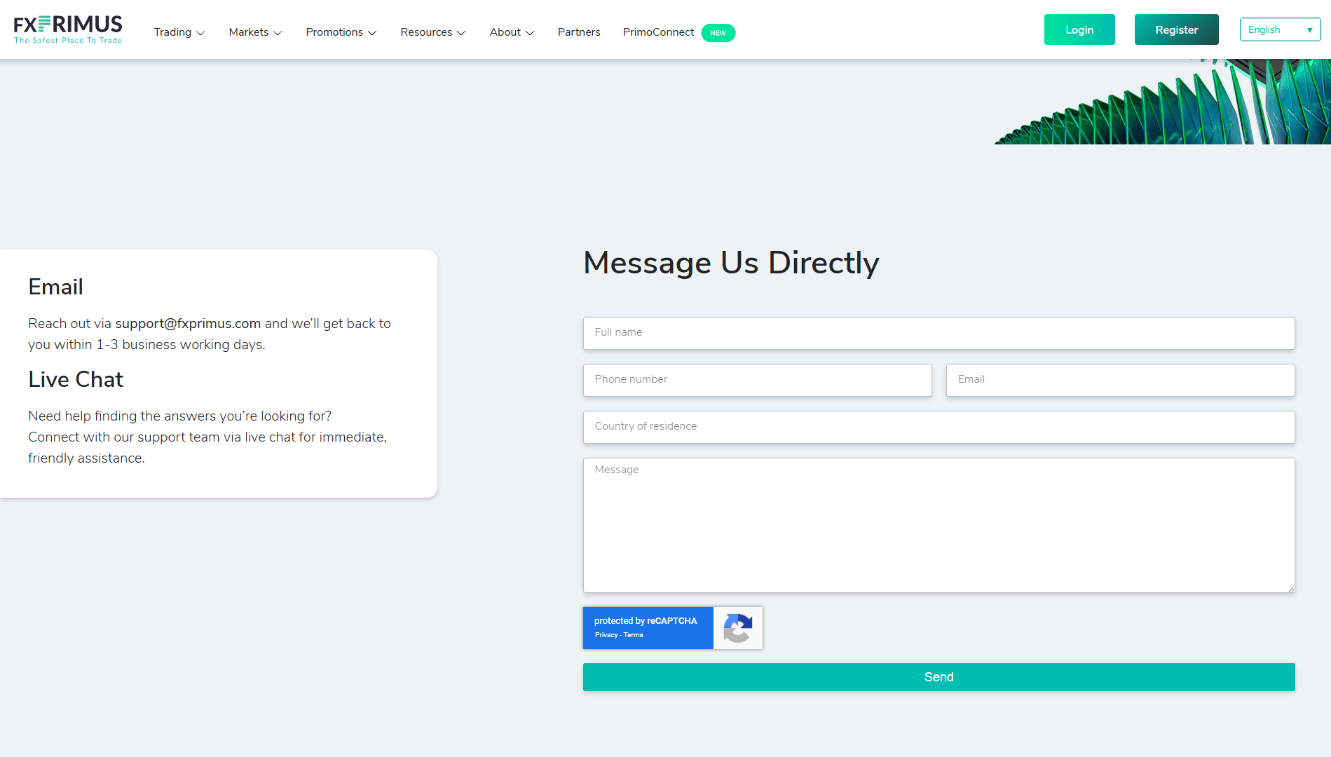 پشتیبانی بروکر FX Primus