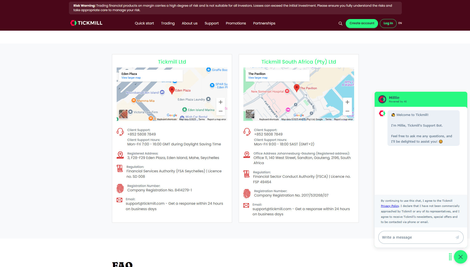پشتیبانی بروکر Tickmill