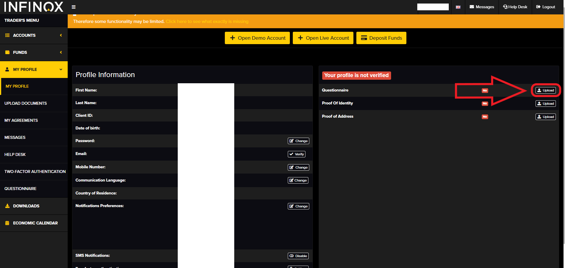 مرحله دوم احراز هویت در بروکر Infinox