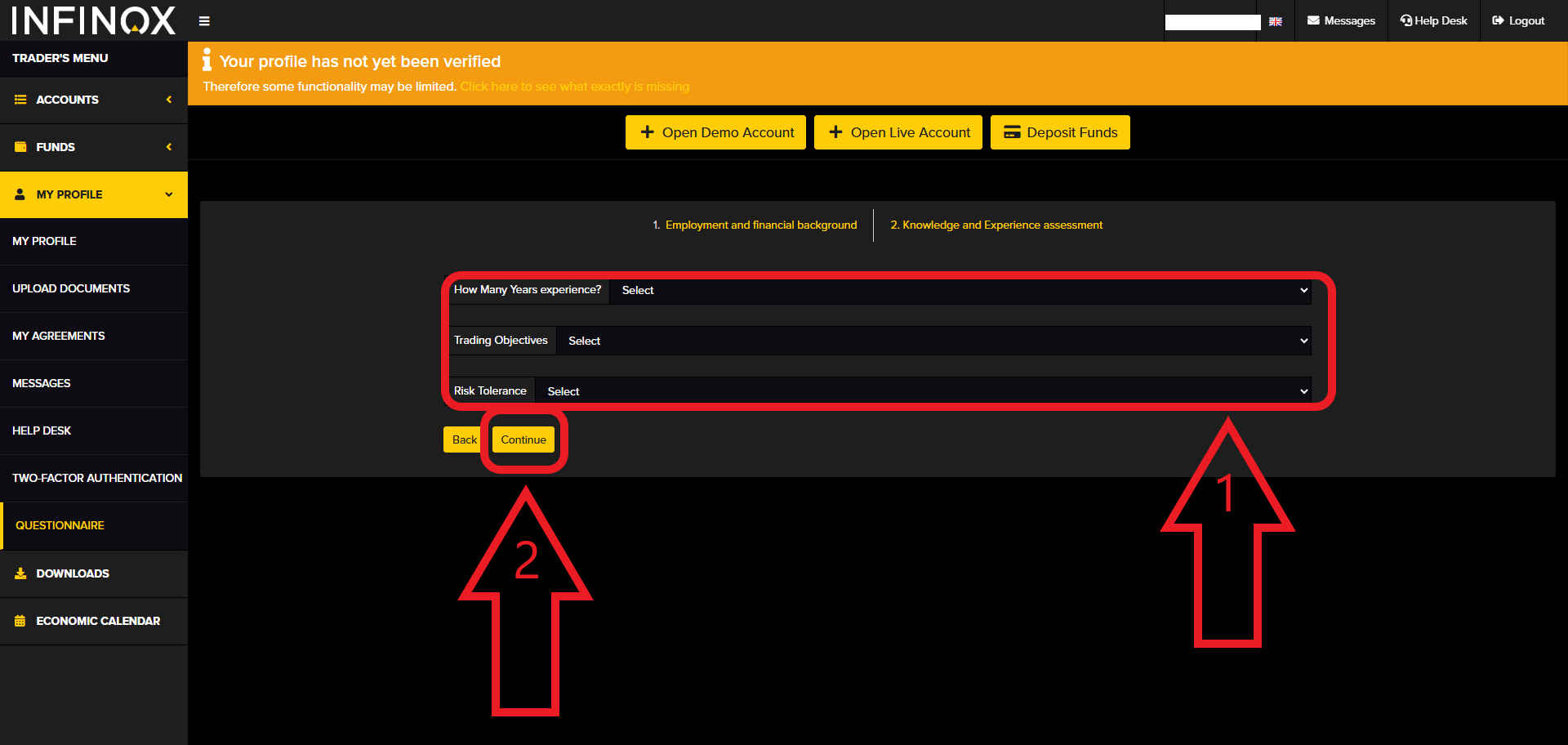مرحله چهارم احراز هویت در بروکر Infinox