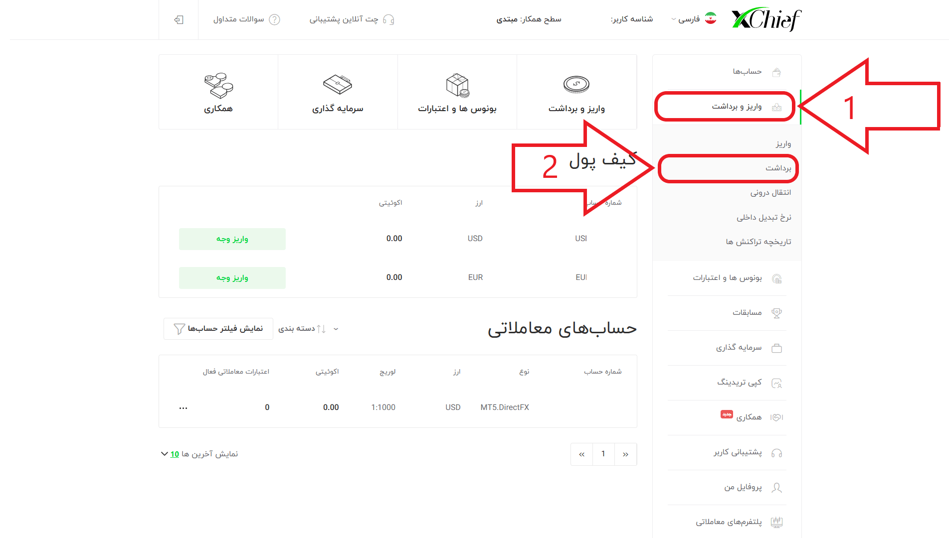 مرحله اول از برداشت در بروکر چیف