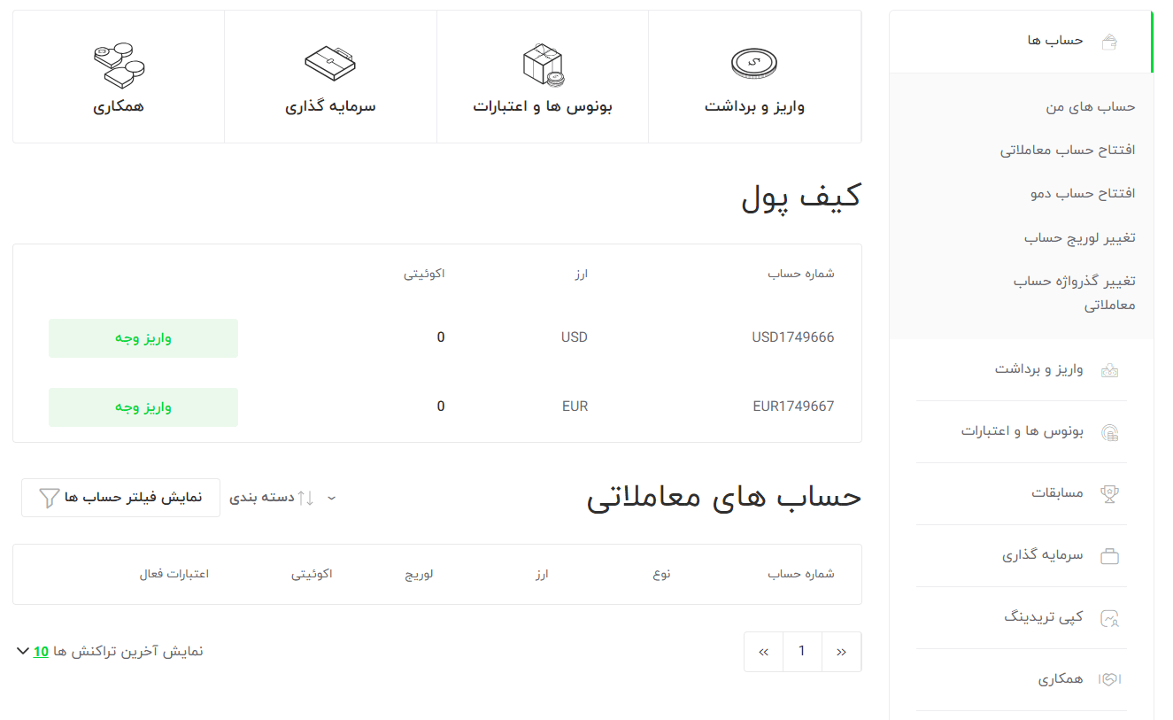 داشبورد بروکر ایکس چیف