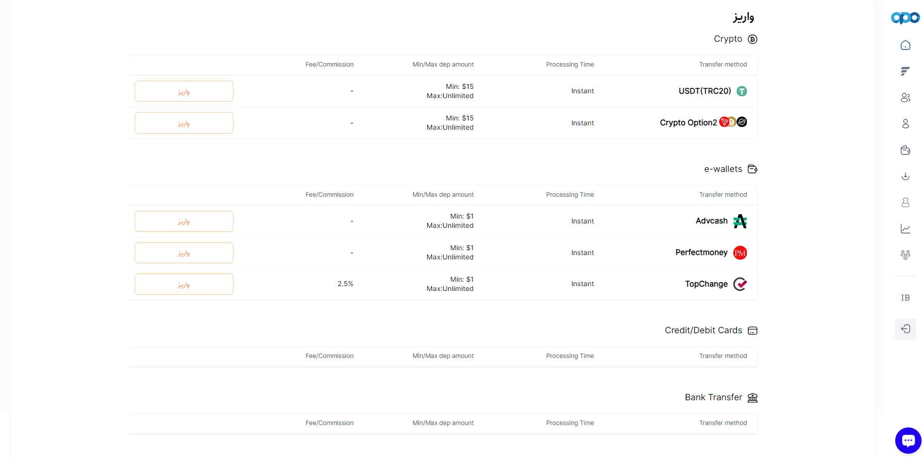 واریز و برداشت در بروکر اپوفایننس