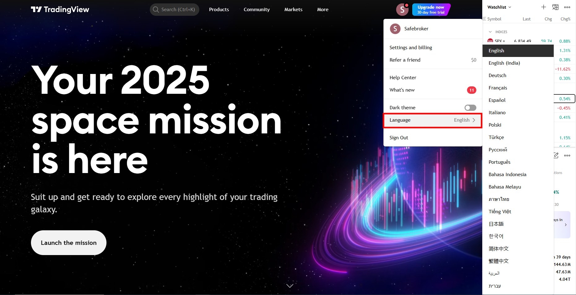 تغییر زبان تریدینگ ویو