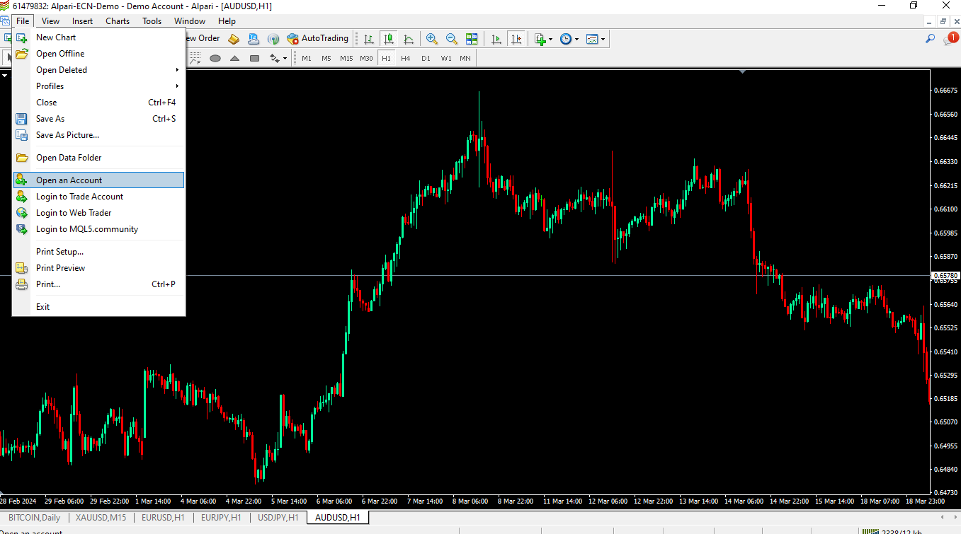 نحوه شارژ حساب دمو آلپاری