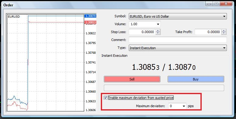 فعال کردن گزینه maximum deviation